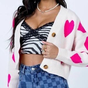Pink Heart Cardigan